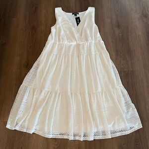 NEW Style &‎ Co. Lace Midi Dress Vintage Cream Sleeveless Tiered Cottagecore 1X